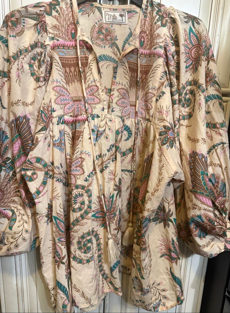 Millie Resort & Travel Women's Floral Long Sleeve Blouse Multicolor Medium